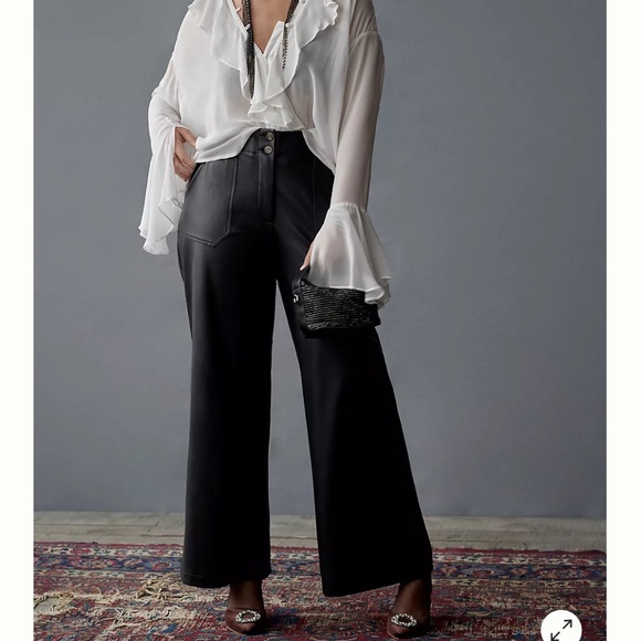 Anthropologie The Naomi Wide-Leg Flare Pants by Maeve: Faux Leather. Size 16W.,All Products : American Fashion Style Bags On Sale